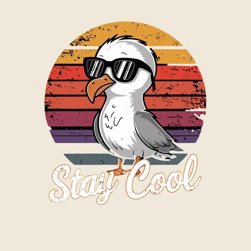 Stay cool funny seagull with sunglasses retro