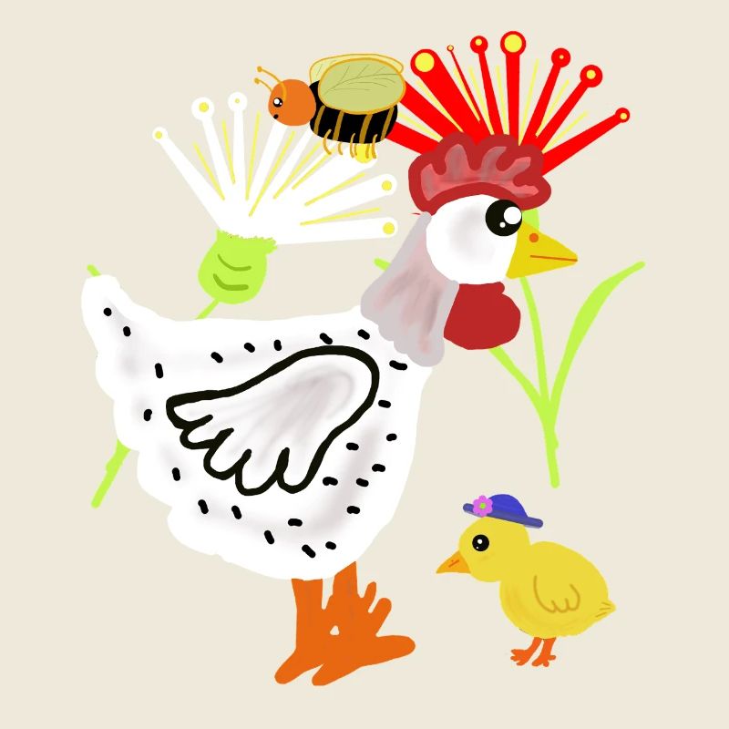 Chicken Chick Flowers Retro Kids Hen