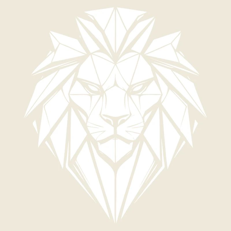 Geometric lion head black and white