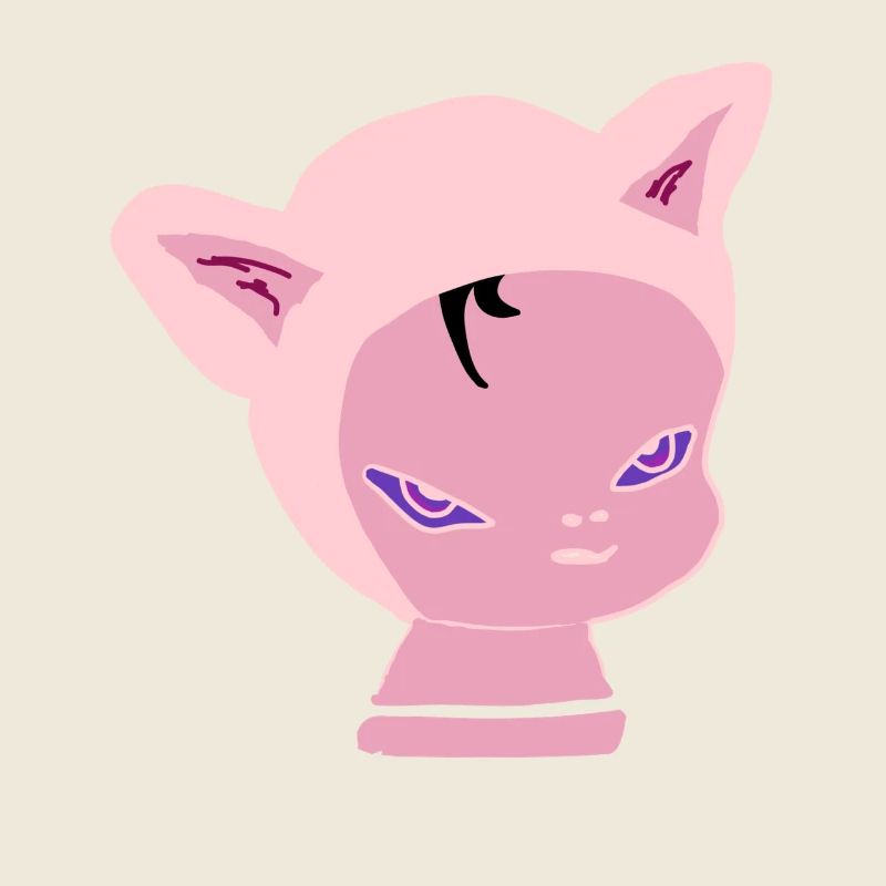 Tête de chat rose : look violet néon