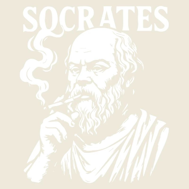Conception du portrait de Socrate fumant une cigarette
