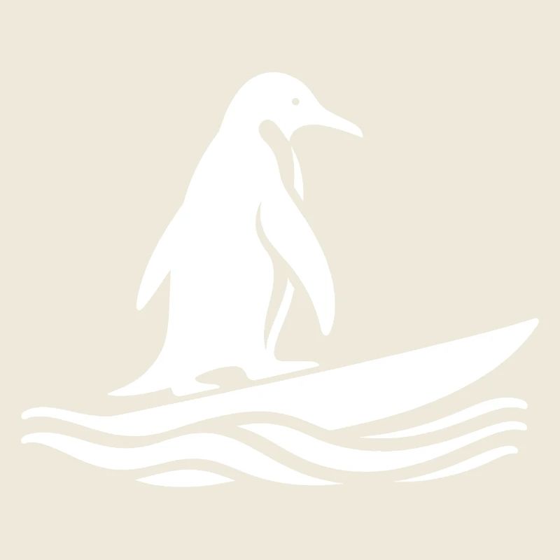 Penguin Surfer Silhouette Surfing Surfing
