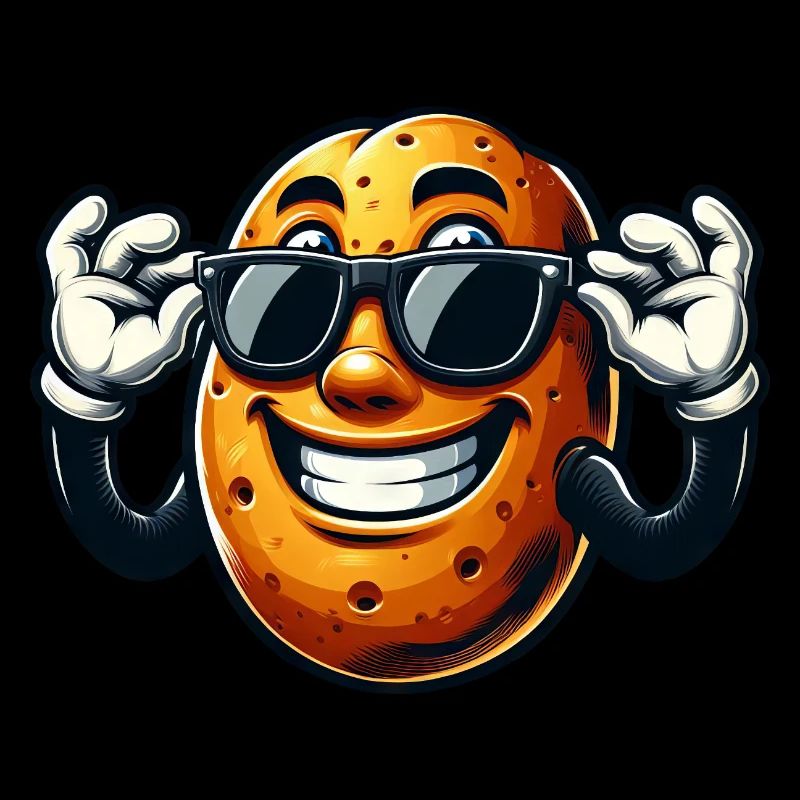 Drôle de pomme de terre avec des lunettes de soleil style bande dessinée
