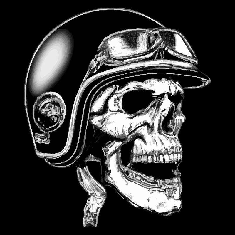 Biker Schädel mit Helm und Brille