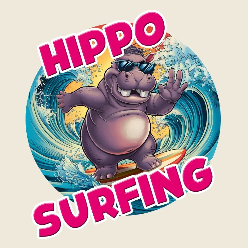 hippopotame surfant hippopotame drôle cool élégant