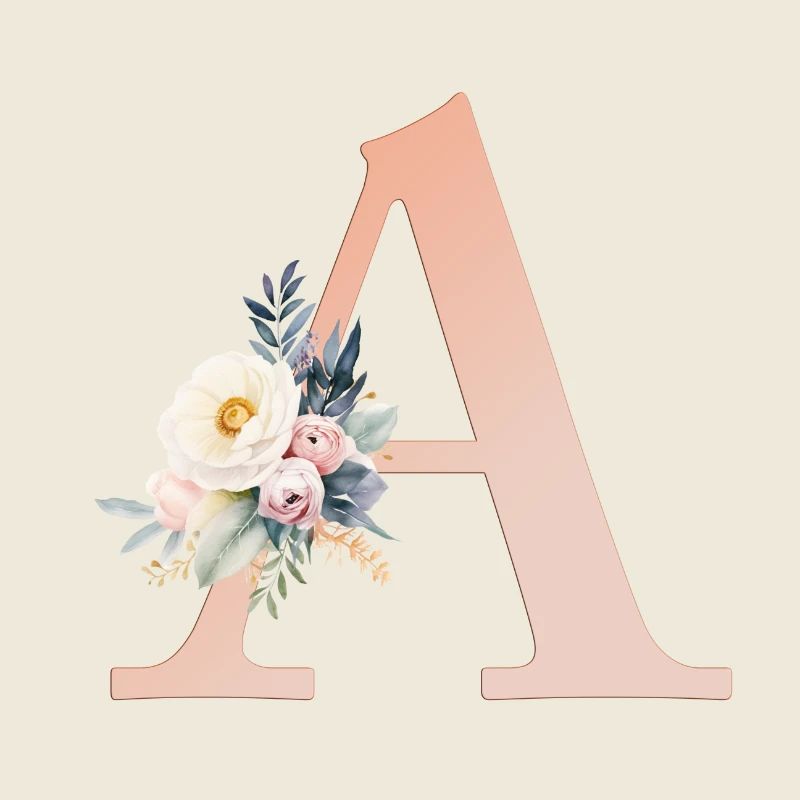 A Monogramm , Floral, Boho