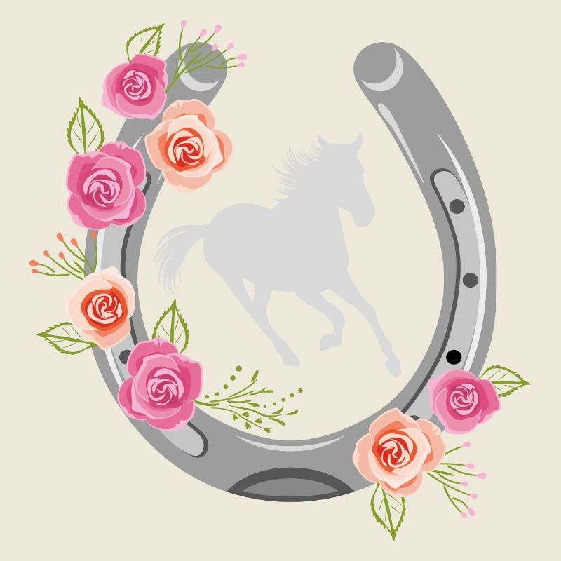 Fer à cheval stylisé avec couronne florale