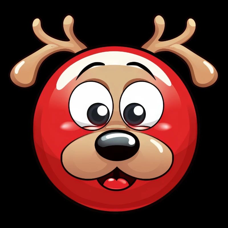 Rundes Rentier-Weihnachtskugel Comic Design