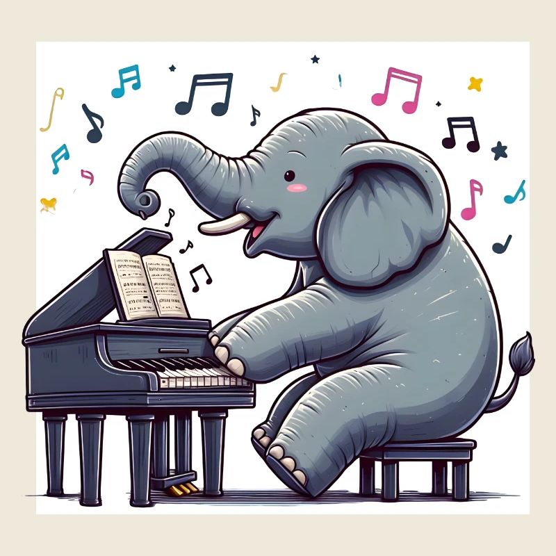 Éléphant au piano