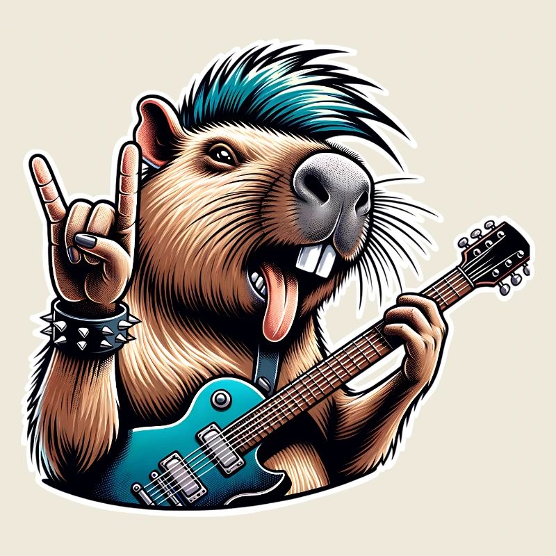 Capybara, guitariste de rock and roll