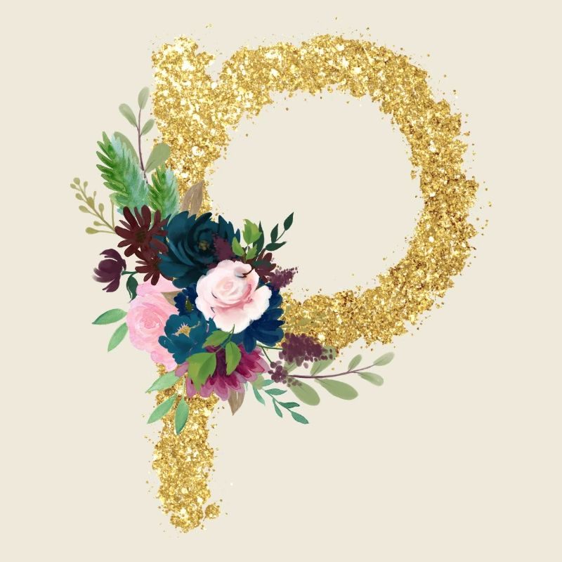 Buchstabe p gold floral