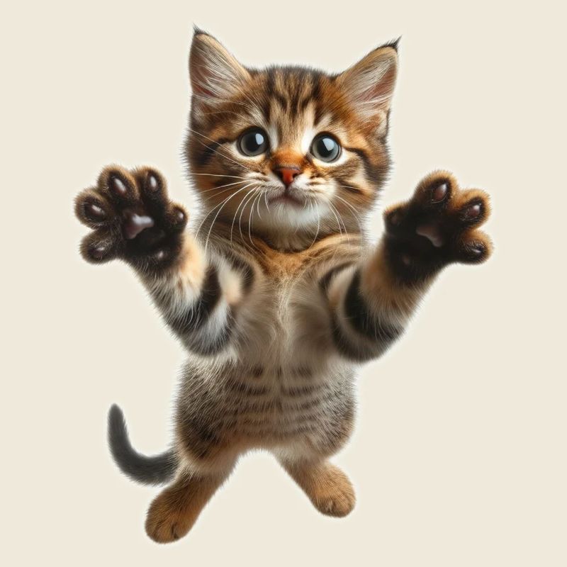 Süße, springende kleine Katze
