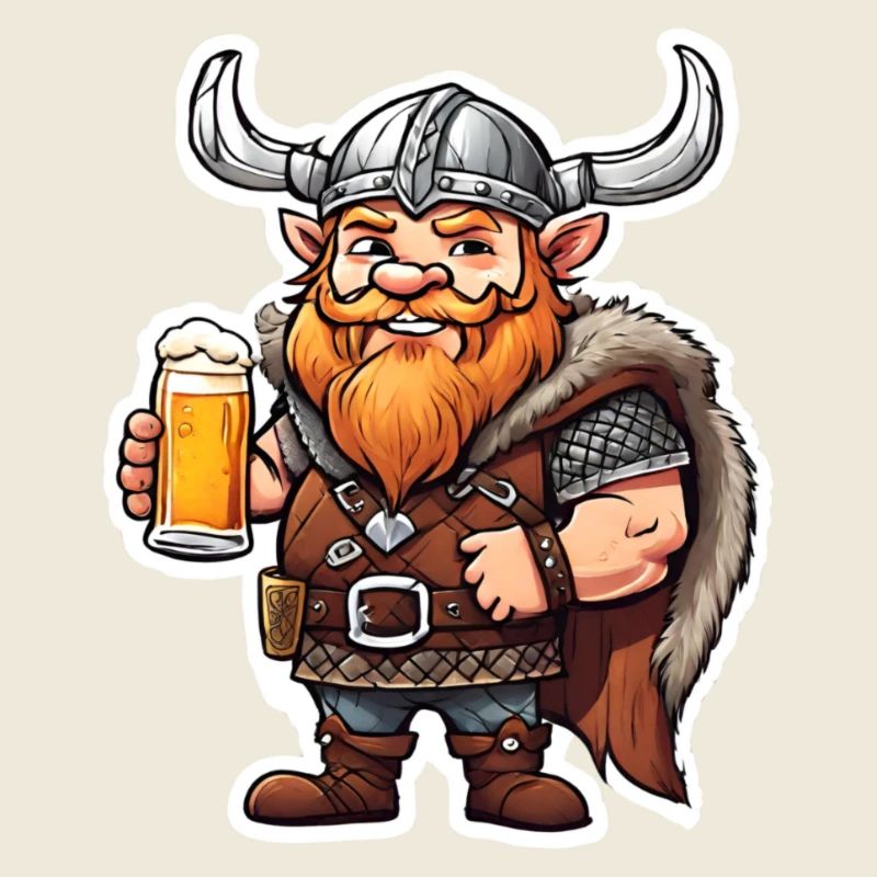Fröhlicher Wikinger mit Bier