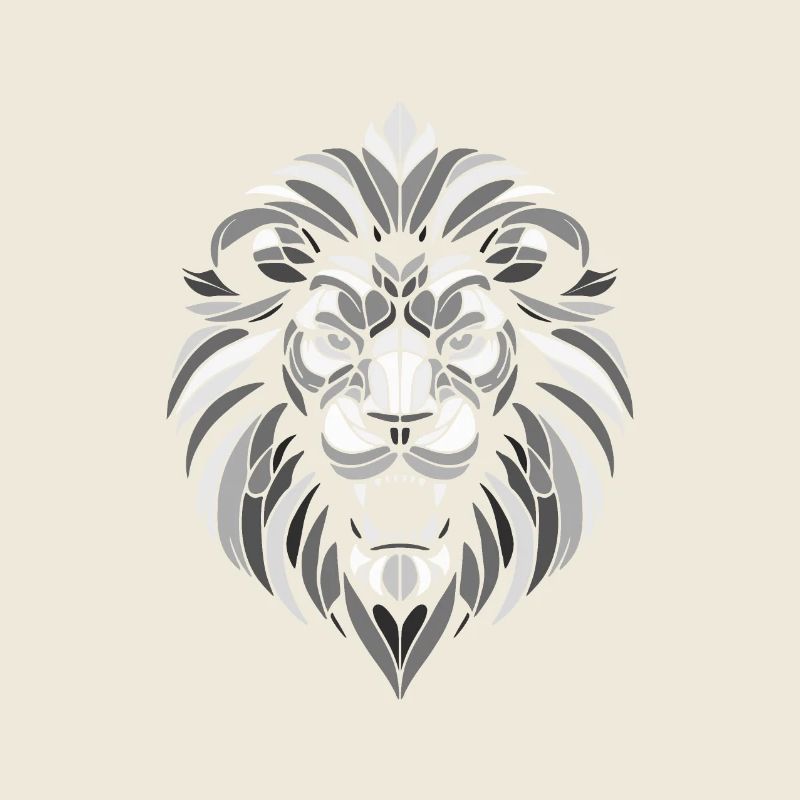 Black and white lion head geometric patterns