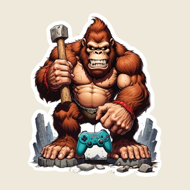 Retro Gamer Gorilla avec manette Jeux de console