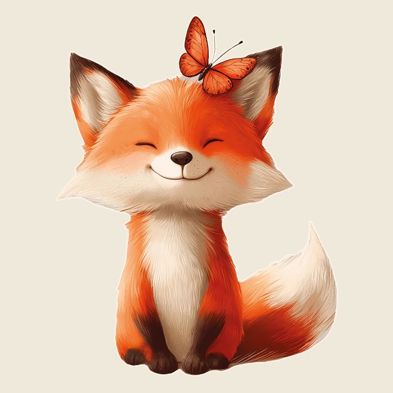 Renard avec papillon