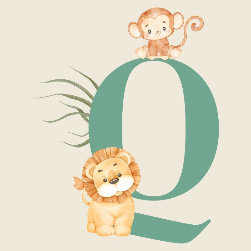 Lettre q vert animaux jungle