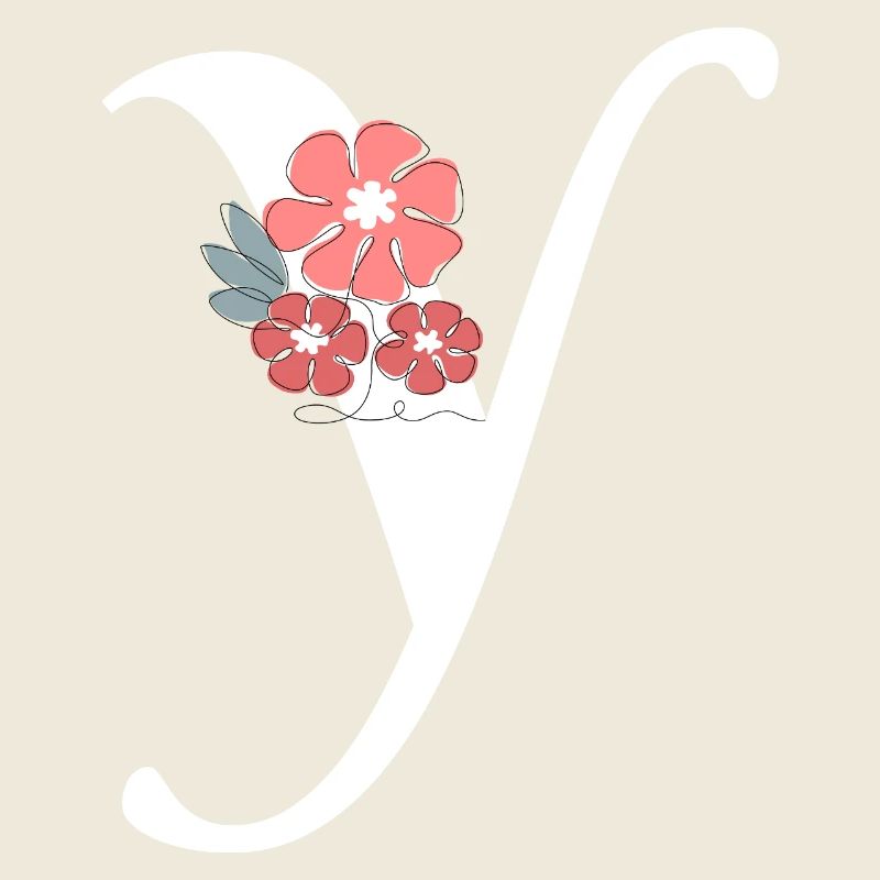 Lettre y fleurs minimalistes