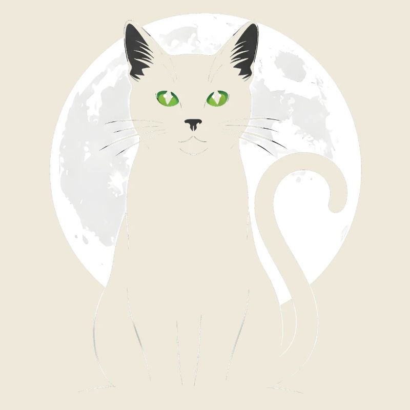 Schwarze Katze unterm Vollmond