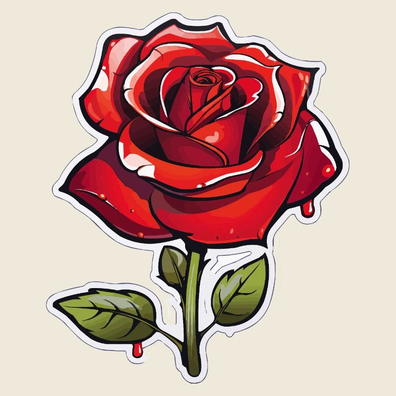 Rote Rose im Comics-Stil