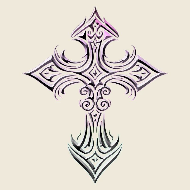 Croix en filigrane irisé