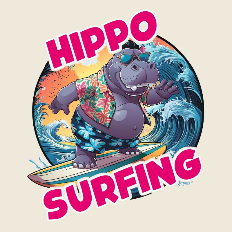 hippopotame surfant hippopotame drôle cool élégant