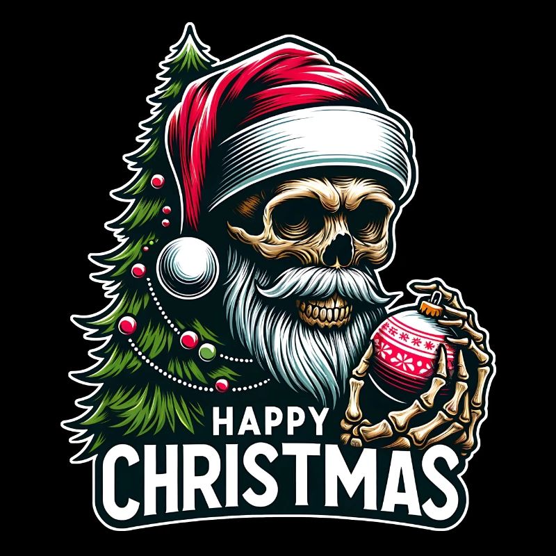 Weihnachtsmann Skull mit Christbaumkugel