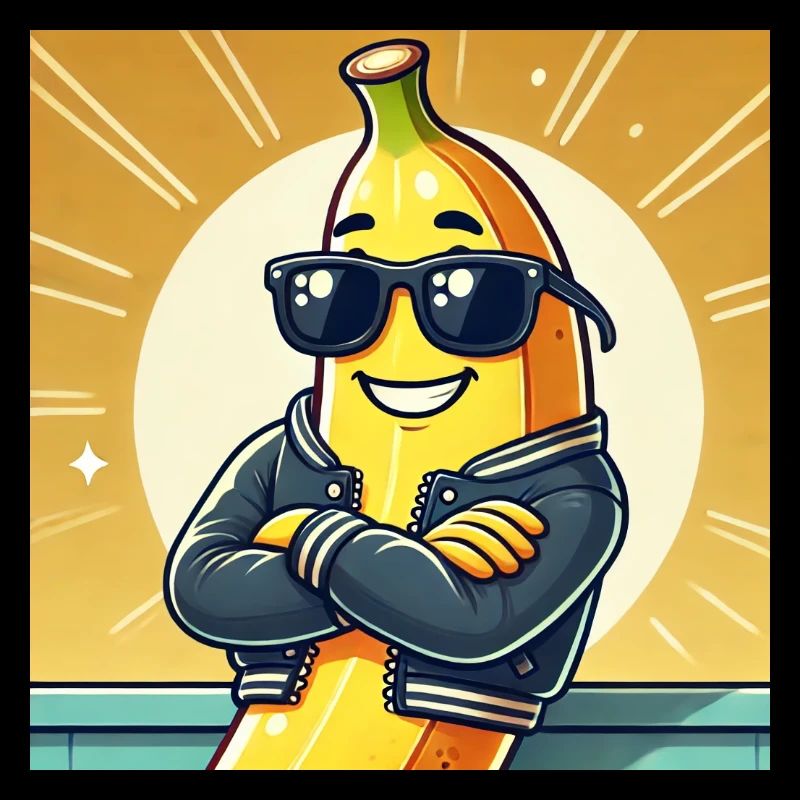 Coole Banane mit Lederjacke und Sonnenbrille