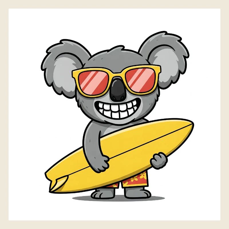 Koala surfeur avec lunettes de soleil