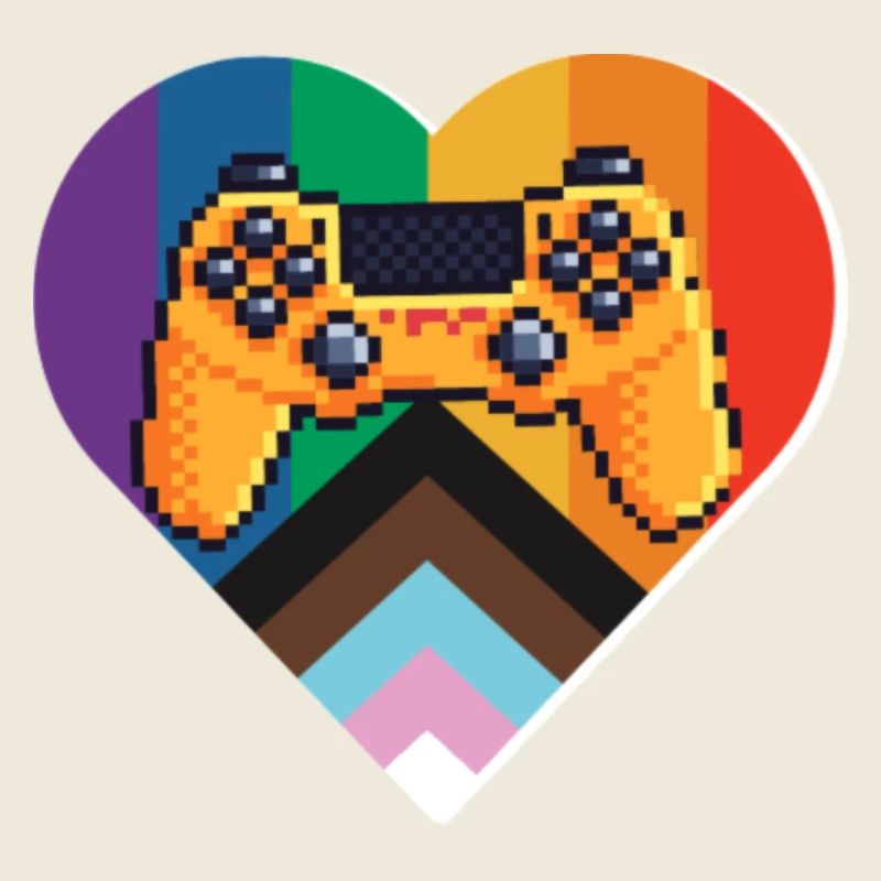 Pixel-Controller Herz im Regenbogen