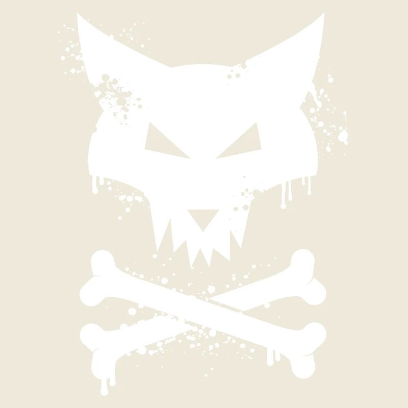 Fox head graffiti with bones in white