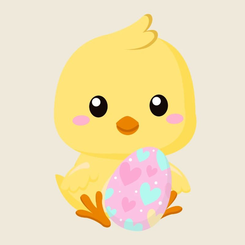 Cute little Easter chick with Easter egg