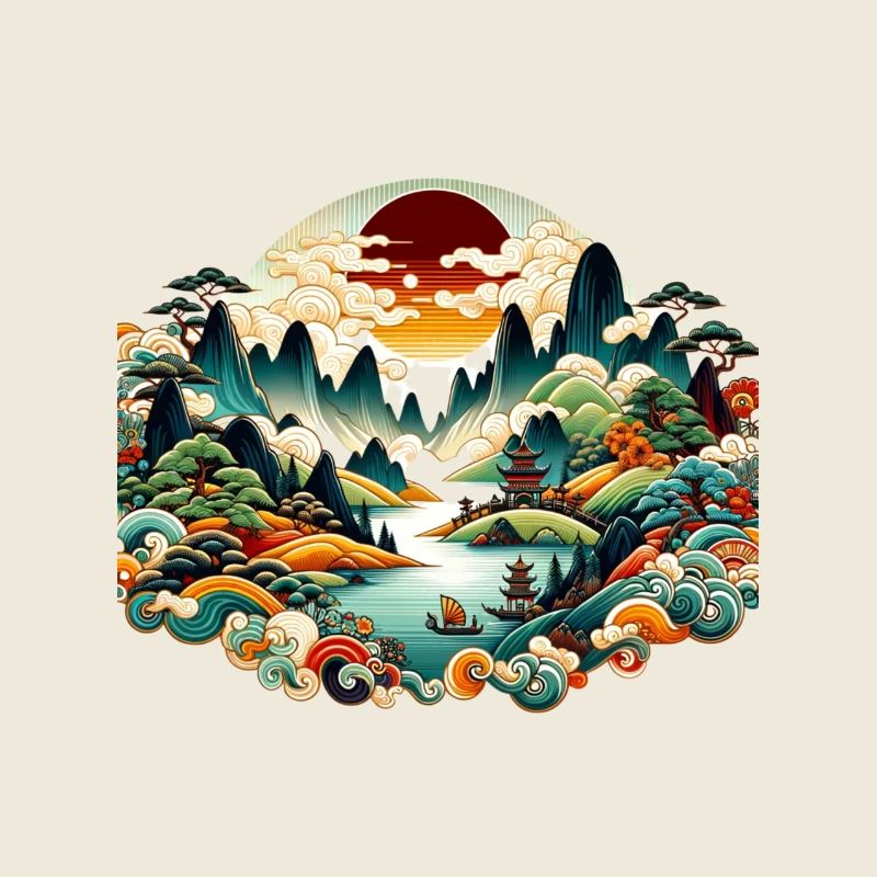 Lebendige chinesische Volkslandschaft