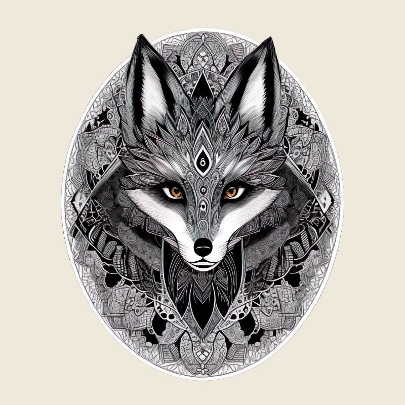 Renard Mandala Dessin Complexe Nature Sauvage