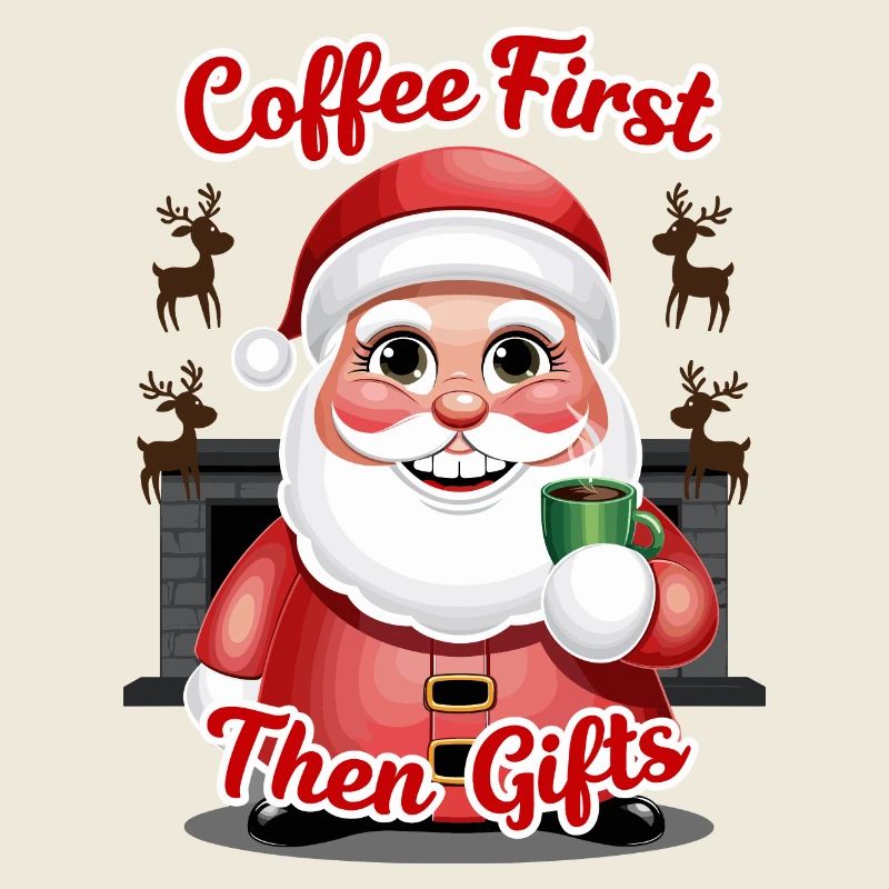 Weihnachtsmann mit Kaffee