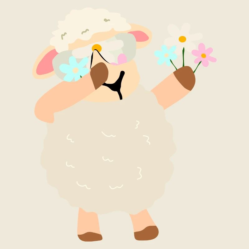 Couronne de fleurs mouton Illustration