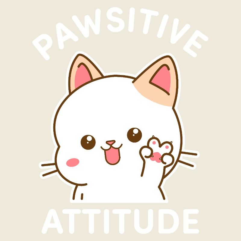 Pawsitive Attitude - Chat faisant le signe V