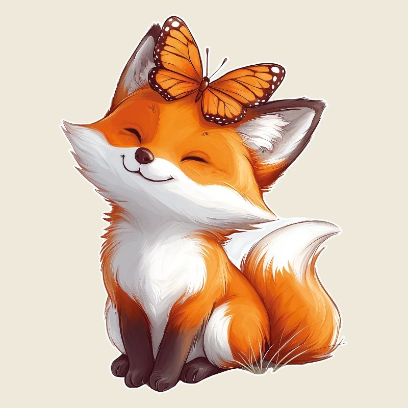 Renard avec papillon