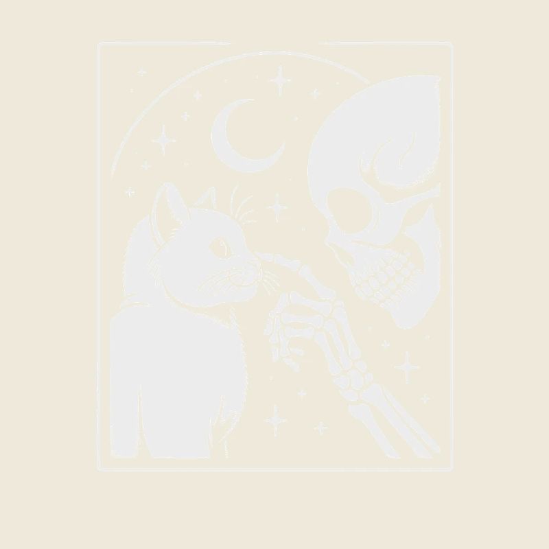 Celestial Cat and Skeleton Night Art