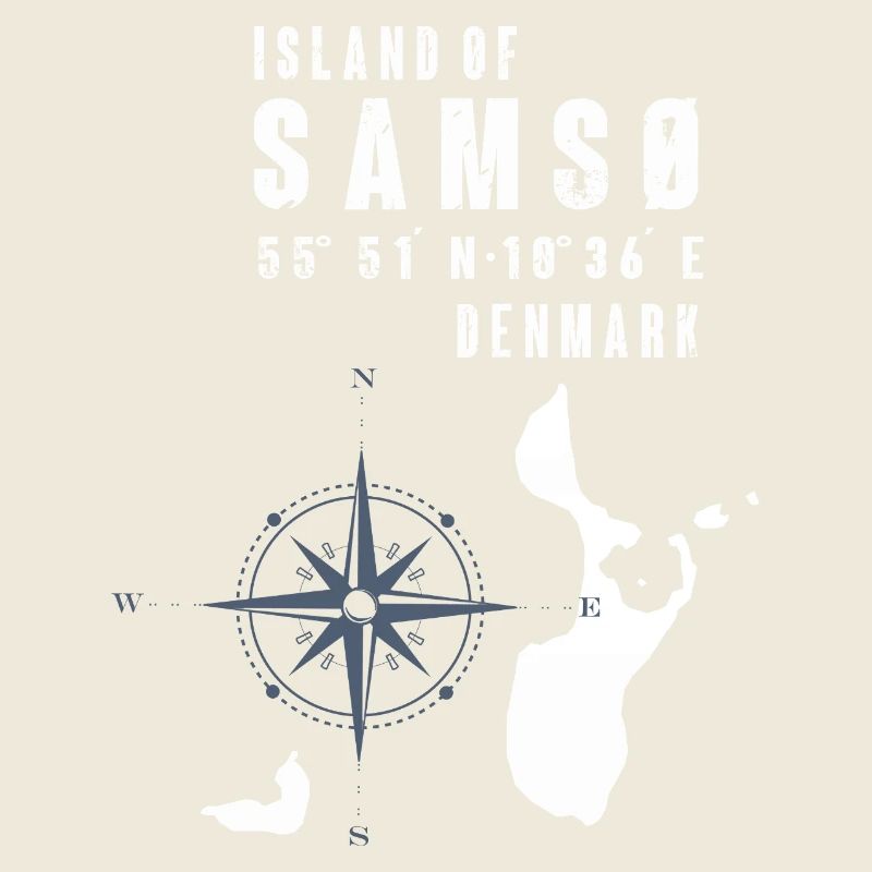 Samsø Samsoe Island Outline Boussole