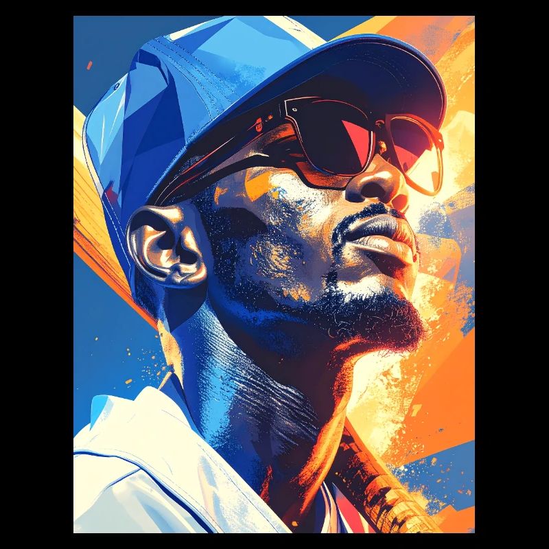 Geometric Neon Portrait Baseball Player