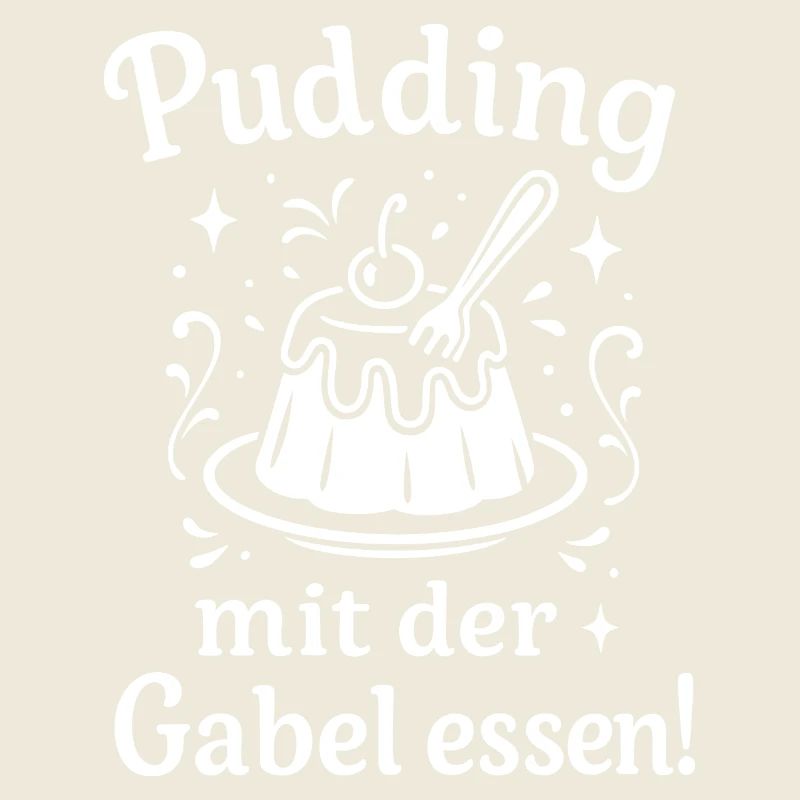 Pudding mit der Gabel Essen
