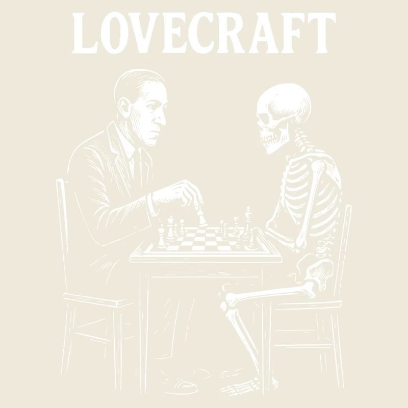 HP Lovecraft Chess Duel avec squelette