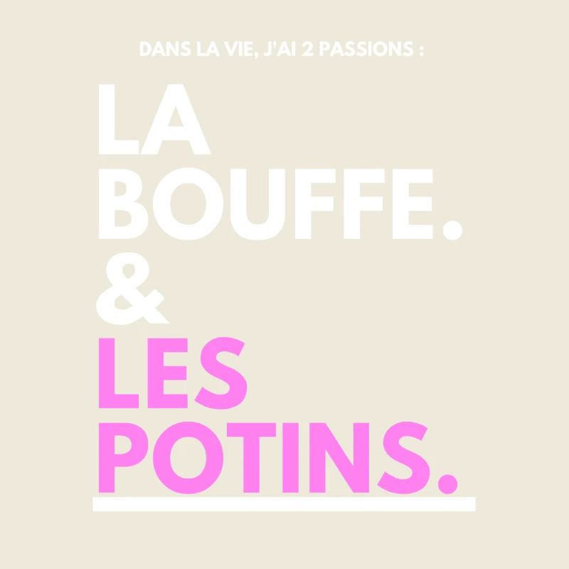 Bouffe et Potins Typo Noir Rose