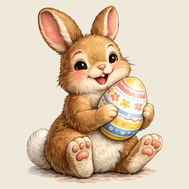Illustration de lapin avec œuf de Pâques
