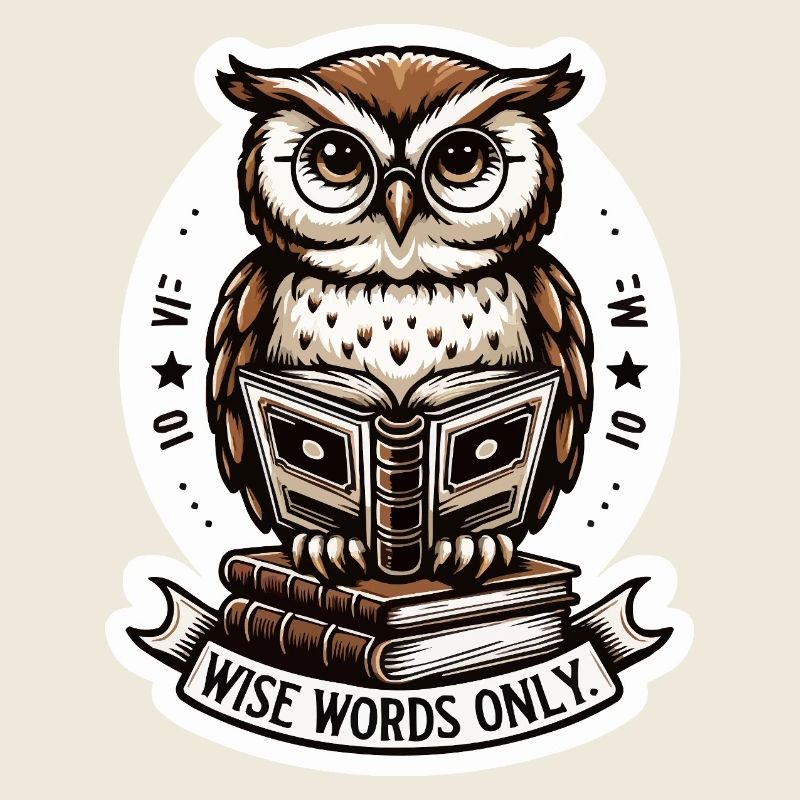Weise Eule liest Buch