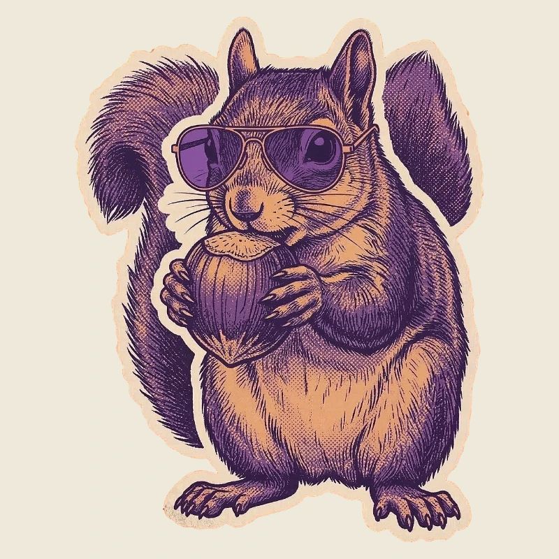 Eichhörnchen Mit Sonnenbrille Knabbert Haselnuss