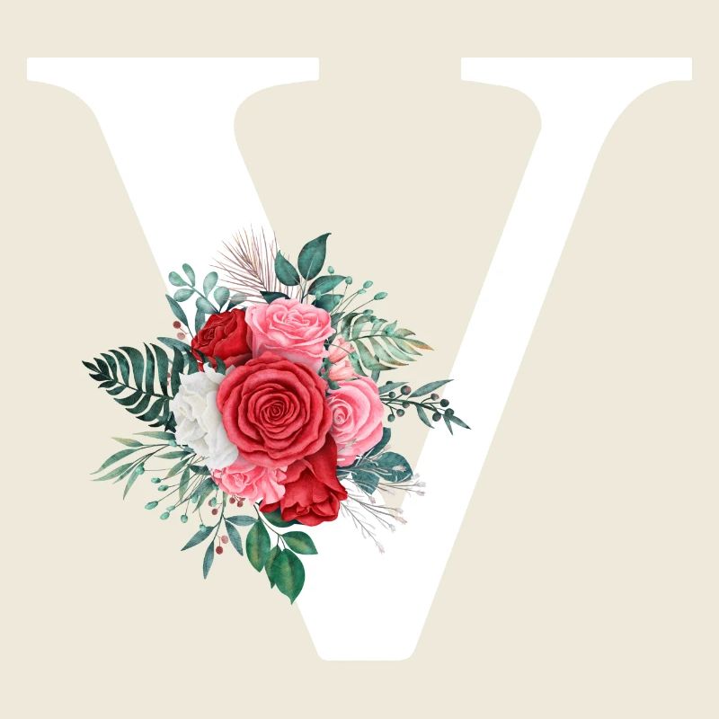 Red Floral V Letter