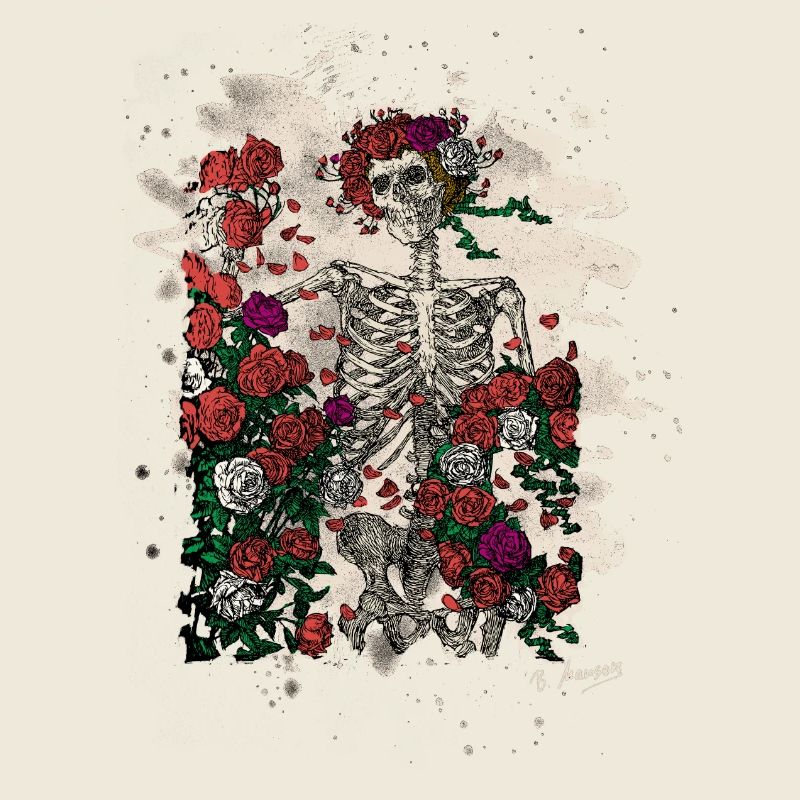 Skeleton & Roses – bleached Version