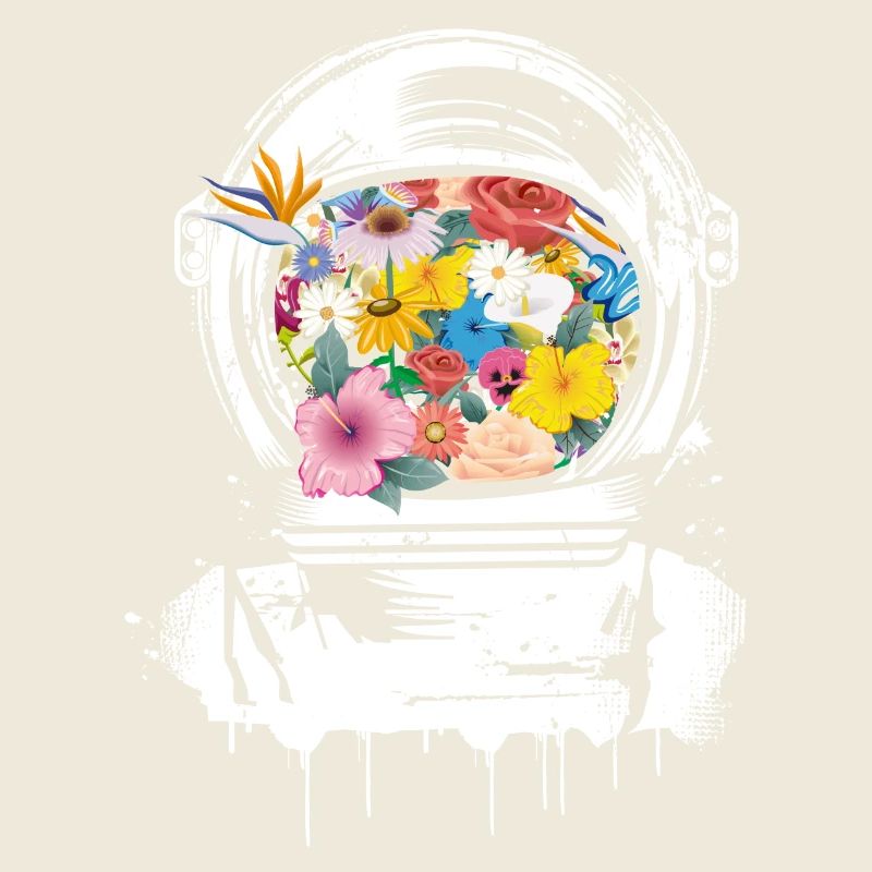 Astronaut Space Helmet with flowers